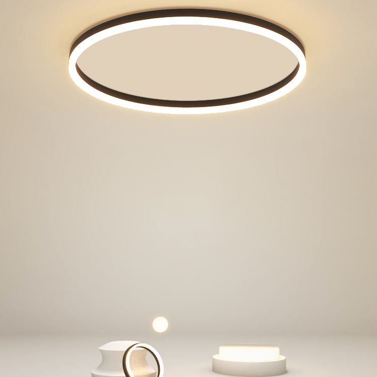 Aluminum LED Ceiling Light Round Black Modern Flush Mount Lamp for Living Room