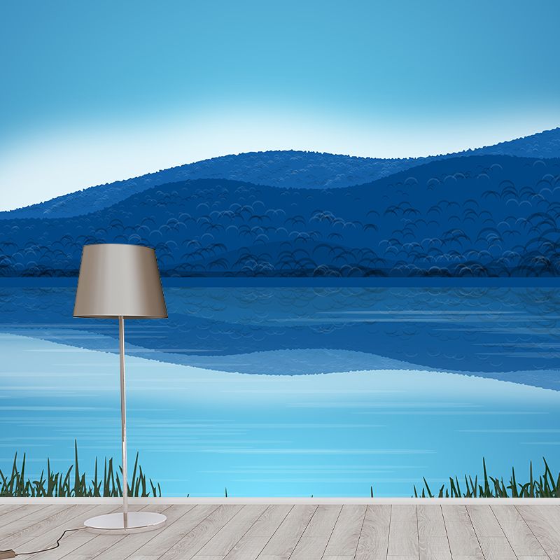 Environment Friendly Resistant Wallpaper Mountain Illustration Sleeping Room Wall Mural