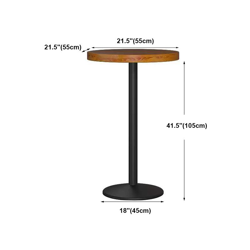 Industrial Style Black Iron Bar Table Wood Brown Top Bistro Table with Pedestal