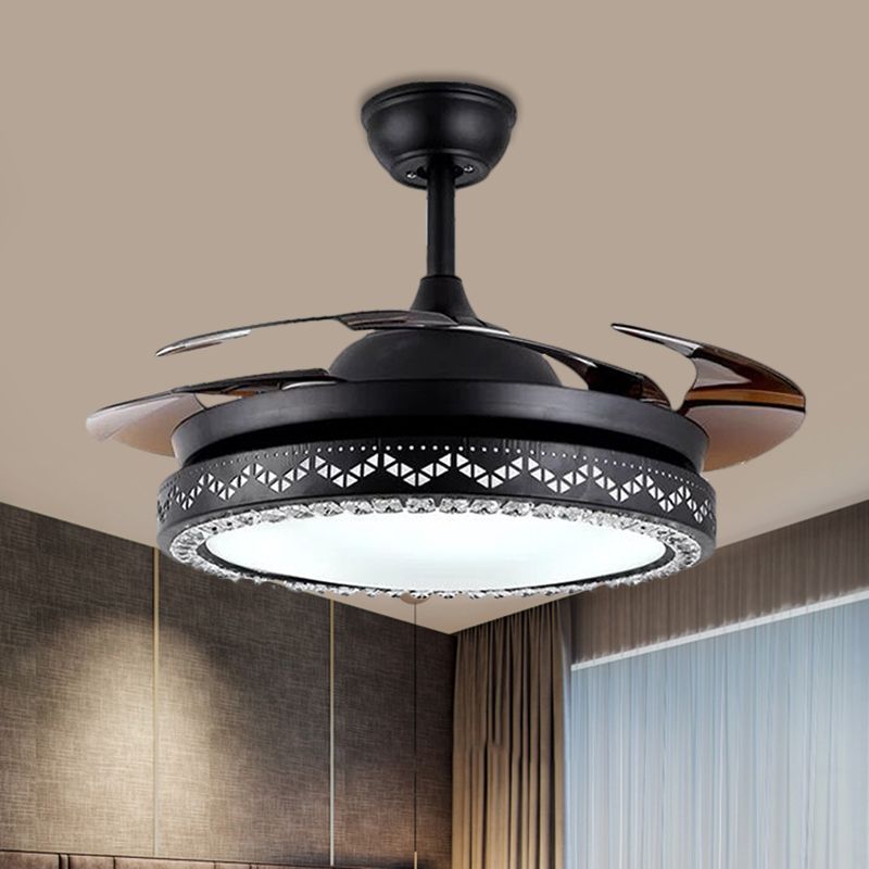 Kreisförmige Restaurant Deckenventilator Lampe Acryl 19 "breit LED Einfache Halbflush -Beleuchtung in Schwarz/Gold