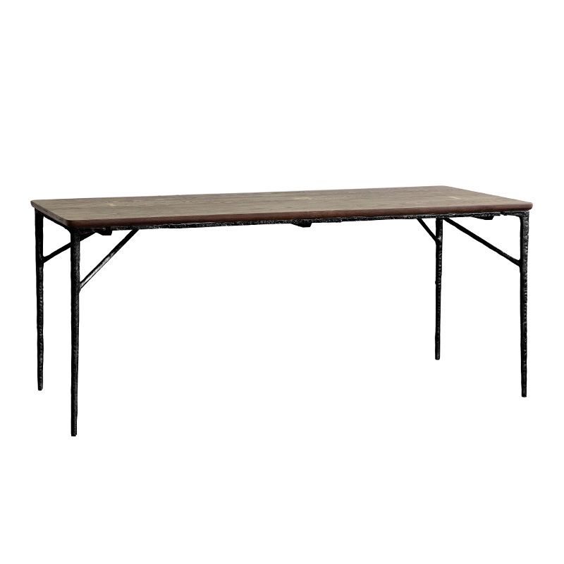 Industrial Dining Room Set with Rectangle Table and Metal Base Dining Set for Home Use