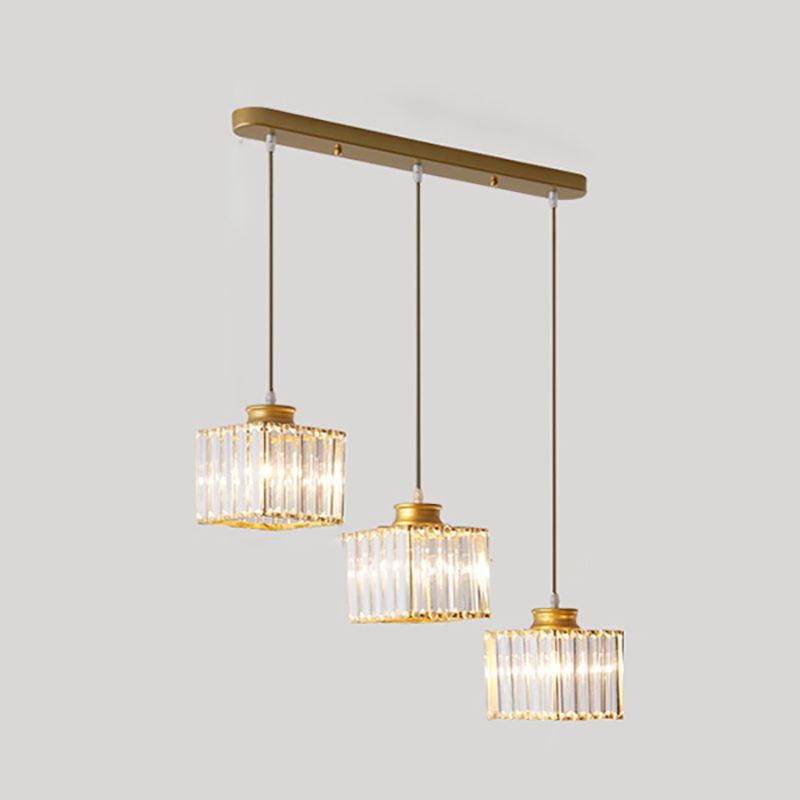 3 Heads Crystal Hanging Light Contemporary Pendant Lighting for Living Room