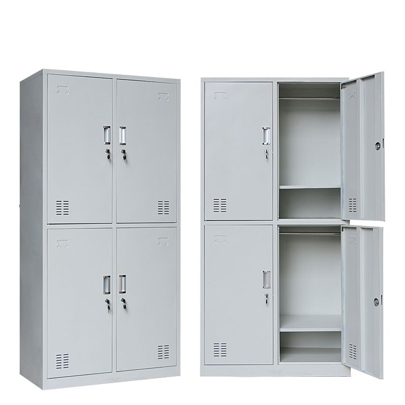 Gray Cabinet with Metal Door Modern Hinged Door Storage Cabinet for Home