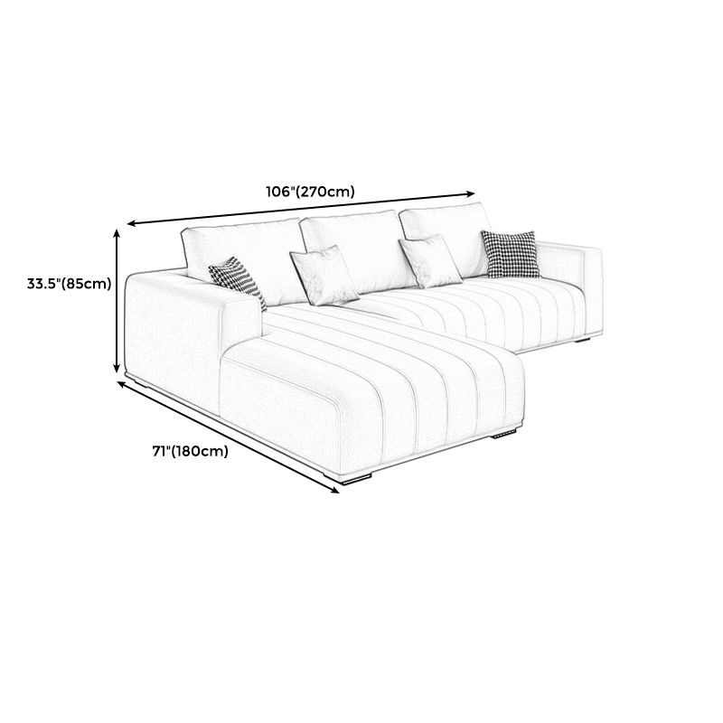 Beige Modern Faux Leather Square Arm Sofa/Sectional with Pillowed Back Cushions