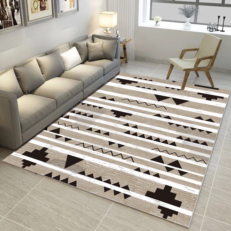 Multi Color Nordic Rug Polyster Geo Printed Area Rug Non-Slip Backing Pet Friendly Easy Care Rug for Parlor