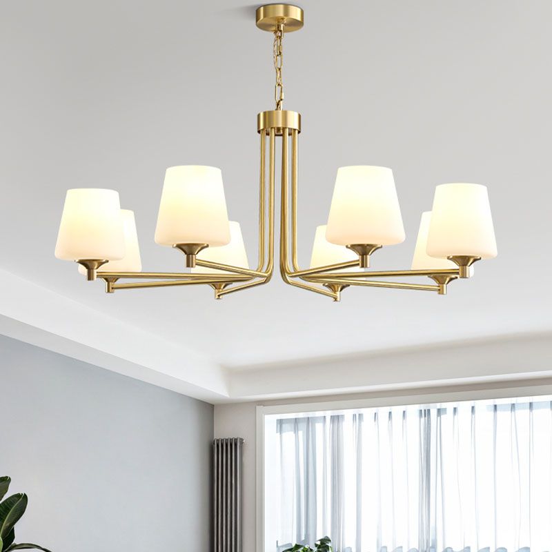 Moderne stijl conische plafondophanging verlichting multi -lichten melkglas plafond kroonluchter