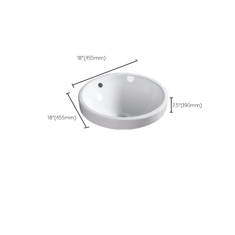 Contemporary Bathroom Sink with Overflow Porcelain Round Vessel Bathroom Sink Only