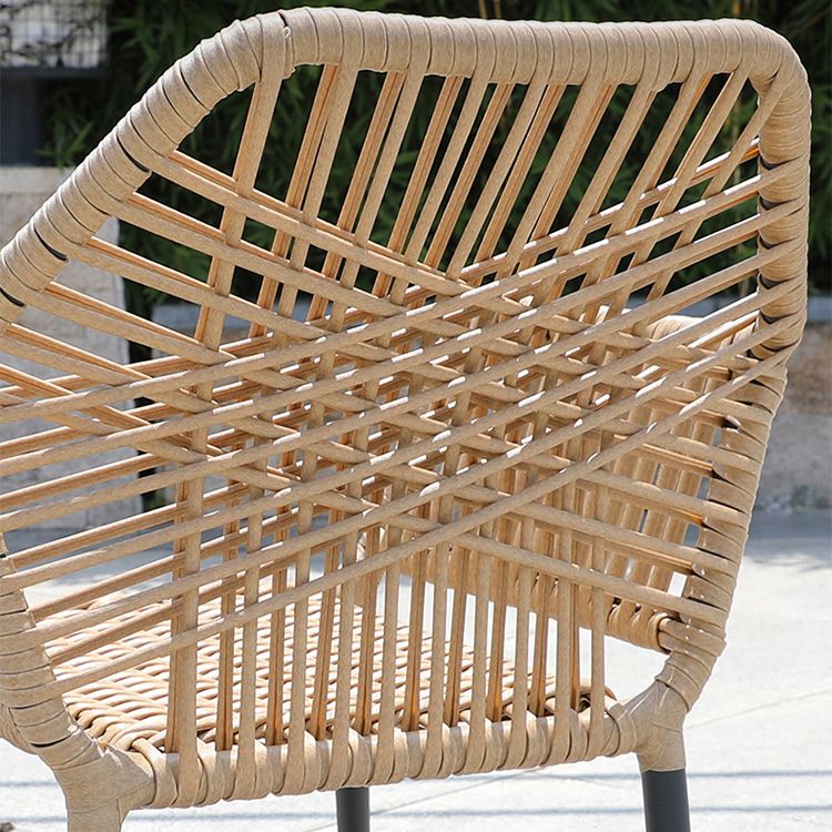 Natural Outdoors Dining Chairs with Aluminum Base and Faux Rattan Arms