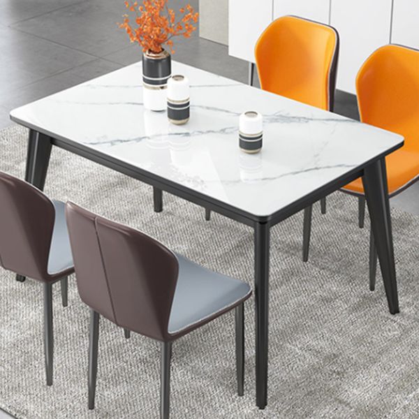 Rechteck Grauston -Esstisch gesinterte Steintisch modern mit 4 Beinen Sockel