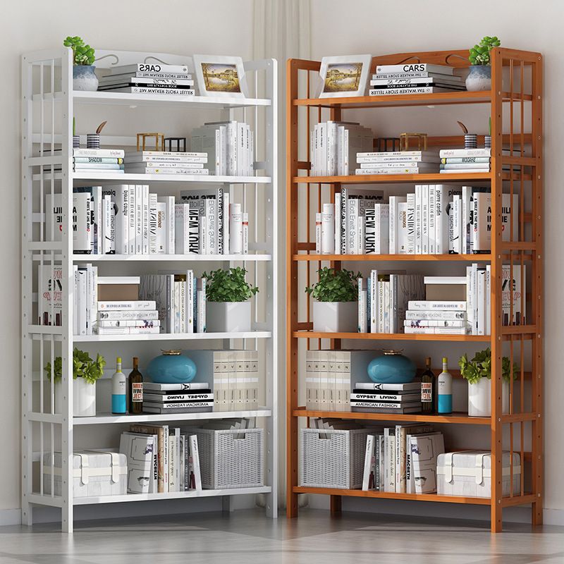 Bamboo Contemporary Bookshelf Etagere Shelf Bookcase with Shelves