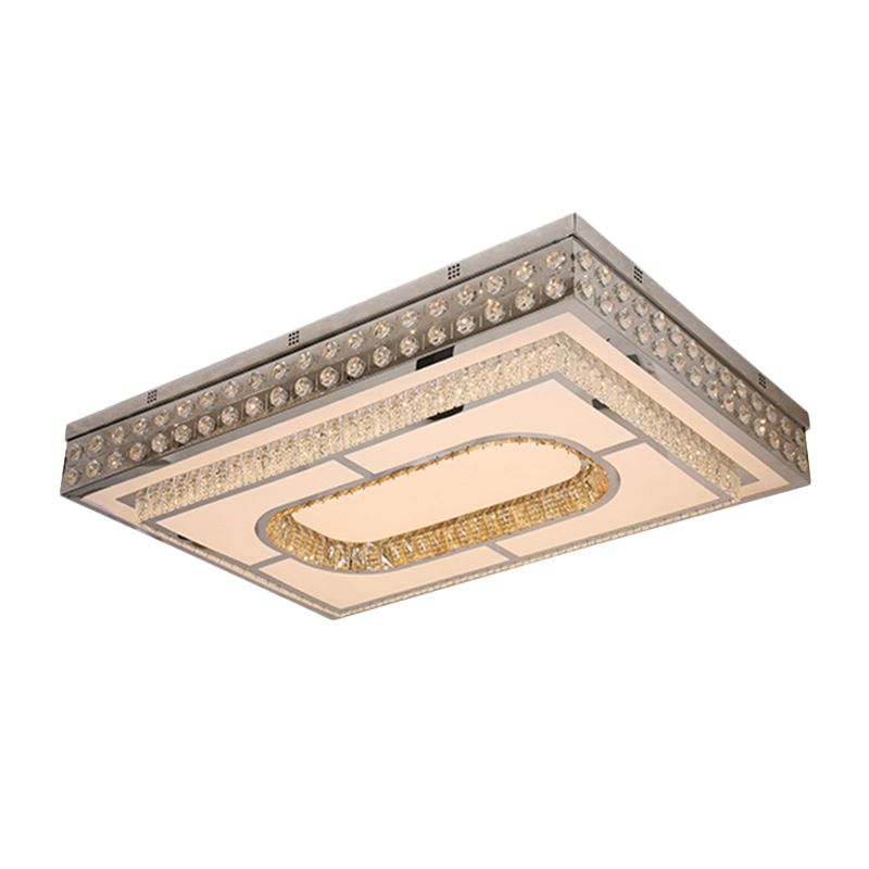 Rechteck Parlor Deckenleuchte Moderne Kristall Chrom Finish LED Flush Mount mit Cutouts Design