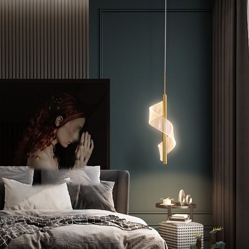 Modern Artistic LED Pendant Light Aluminium Linear Hanging Lamp with Acrylic Shade