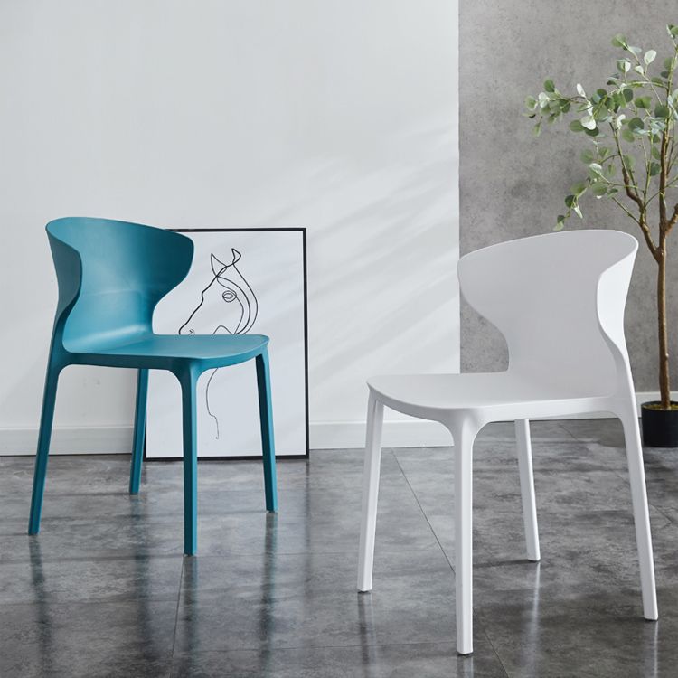 Scandinavian Style Plastic Dining Armless Chair Solid Back Side Chairs for Home Use