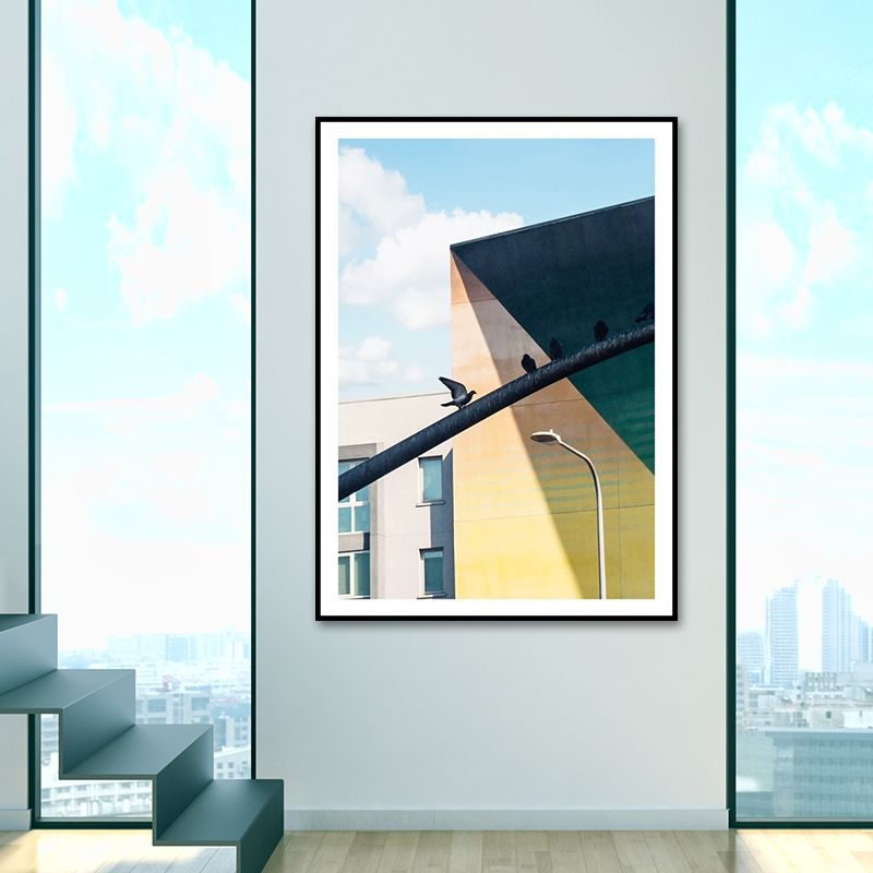 House Close-Up View Painting Canvas Pastel Color Contemporary Wall Art for Home