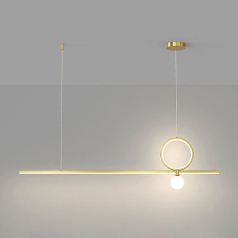 Linear Shape Metal Island Chandelier Modern Style 3 Lights Island Ceiling Light