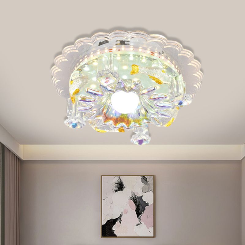 5-Light Flush Mount Leuchtenbefestigung Minimal Rund/Quadratisch Klare Kristall Deckenmontage mit Blumengattung