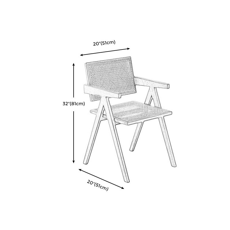 Wood 20" L x 20" W x 31.8" H Armless Solid Wood Frame Chair for Living Room