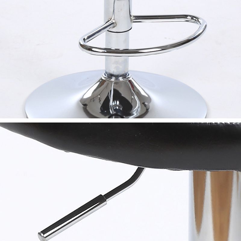 Taburetes escandinavos de cuero con altura ajustable, taburetes de bar giratorios plateados con respaldo bajo