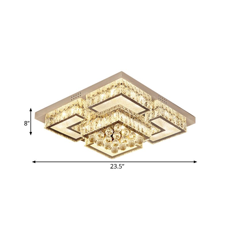 LED Faceted Crystal Flush Ceiling Light Fixture Modern Chrome Crystal Orb Bedroom Flush Mount