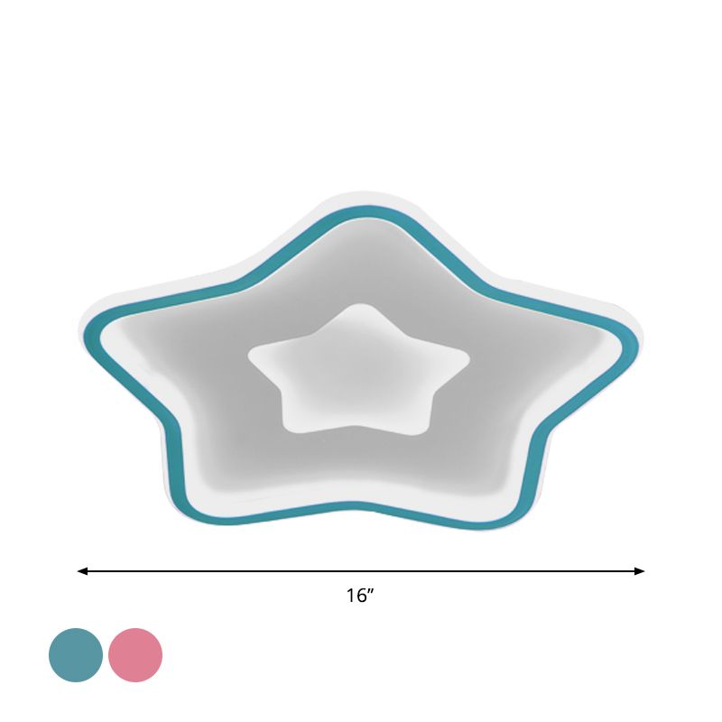 Lámpara de techo empotrada LED de acrílico para dormitorio infantil con iluminación empotrada de estrella de dibujos animados en rosa/azul