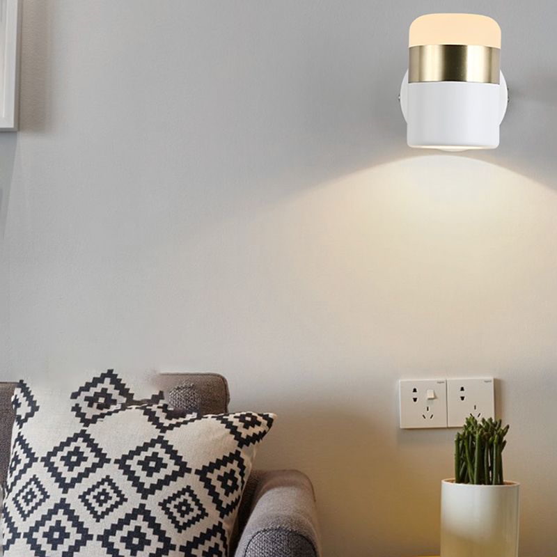 Modern Cylinder Shade Wall Sconce Metal 1 Light Sconces for Bedroom