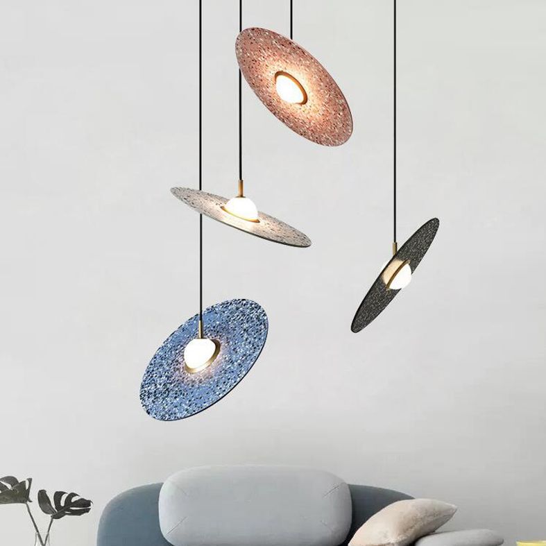 Modern Style Pendant Lighting Fixture Circle Pendant Ceiling Light with Stone Shade