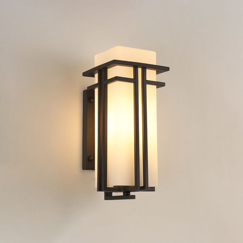Luz de pared de vidrio de forma cuadrada estilo moderno 1 lámpara de montaje de pared ligera en negro