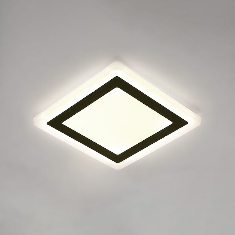 Plafonnier LED de forme carrée en fer moderne, 1 lumière, montage encastré pour allée et balcon