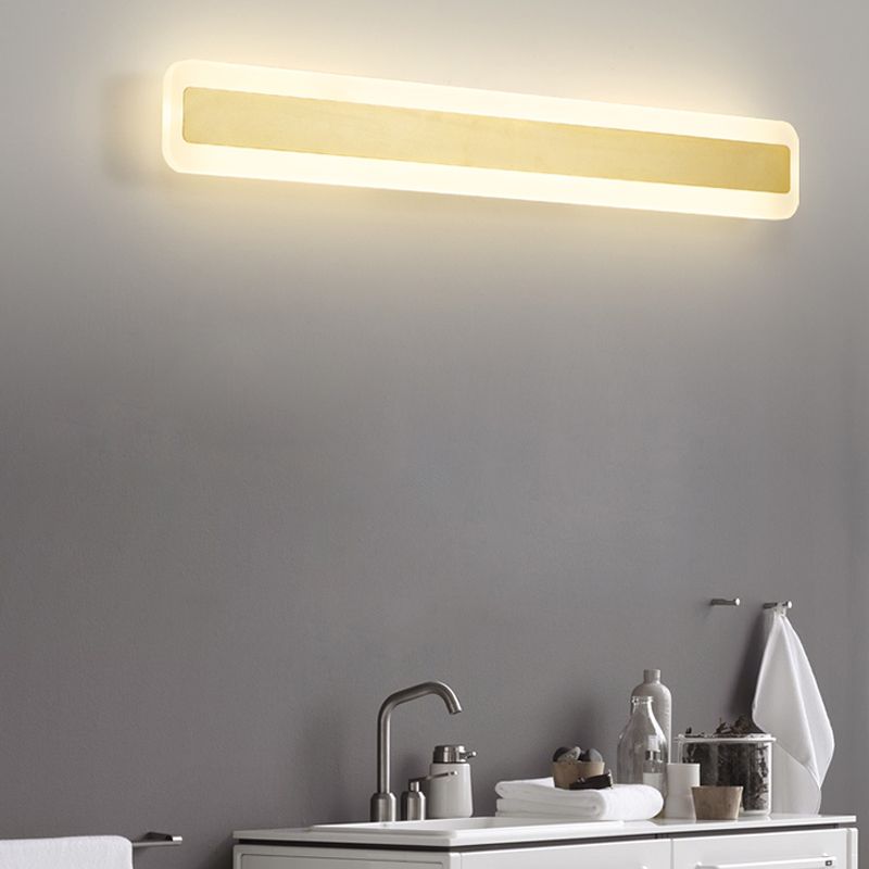 Linear Shape Metal Wall Sconce Modern Style Single Light Mirror Wall Mount Light