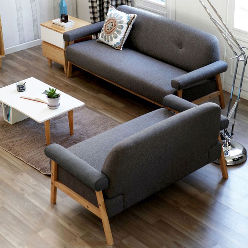 Cotton Blend Square Arm Sofa Tufted 27"W Modern Sofa for Living Room