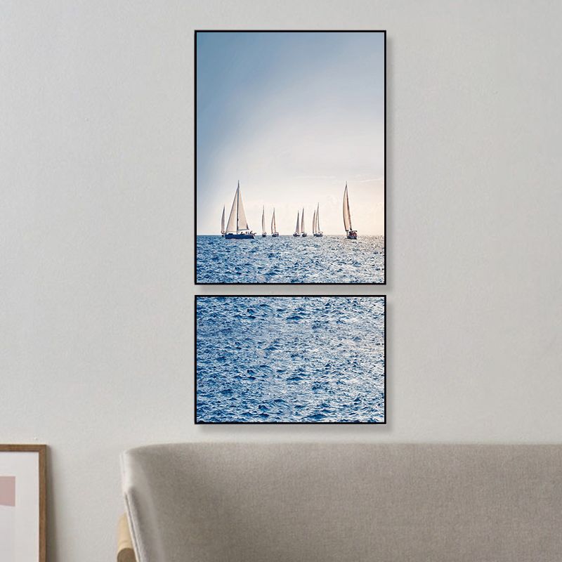 Photographs Seascape Wall Art Print Multi-Piece Modern Bedroom Canvas in Light Color