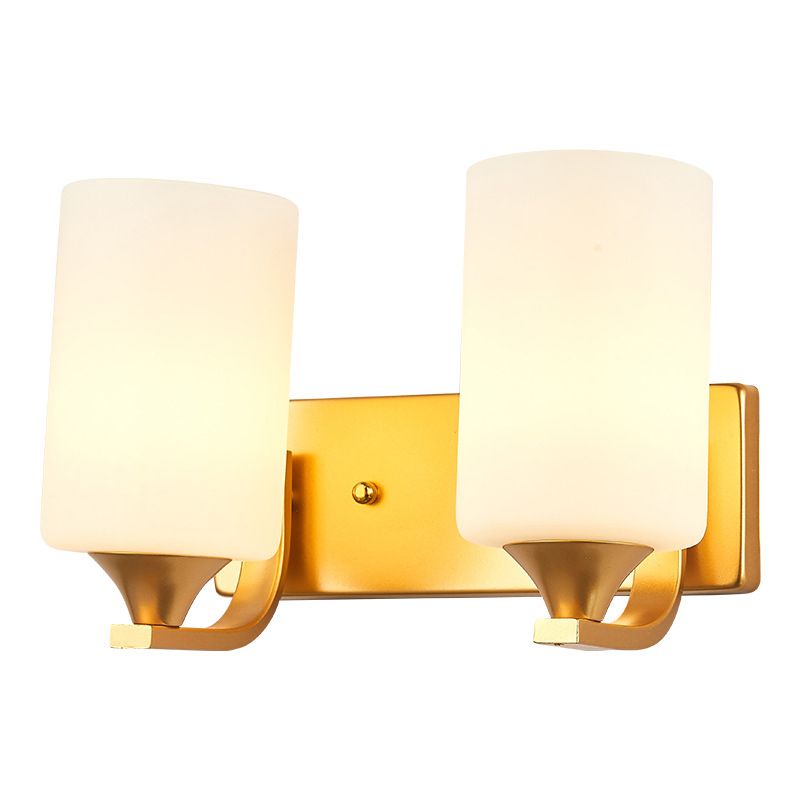 Modernism 1/2-Light Golden Vanity Light Glass Shade Bath Bar