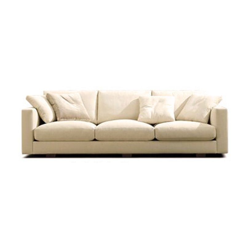 Contemporary Slipcovered Living Room Square Arm Pillows Seating