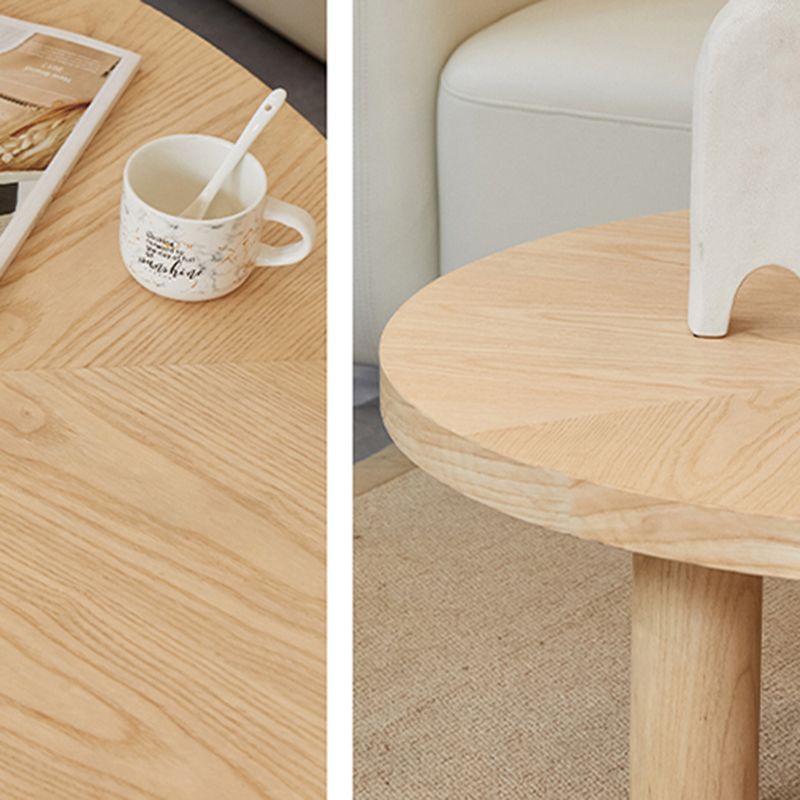 Scandinavian 3 Legs Coffee Table Round Wooden Coffee Table Set for Home