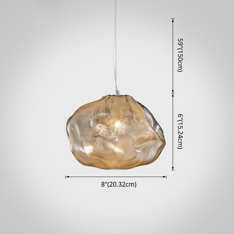1 Light Bun Hanging Lights Post-Modern Lattice Glass Ceiling Fixture for Restaurant