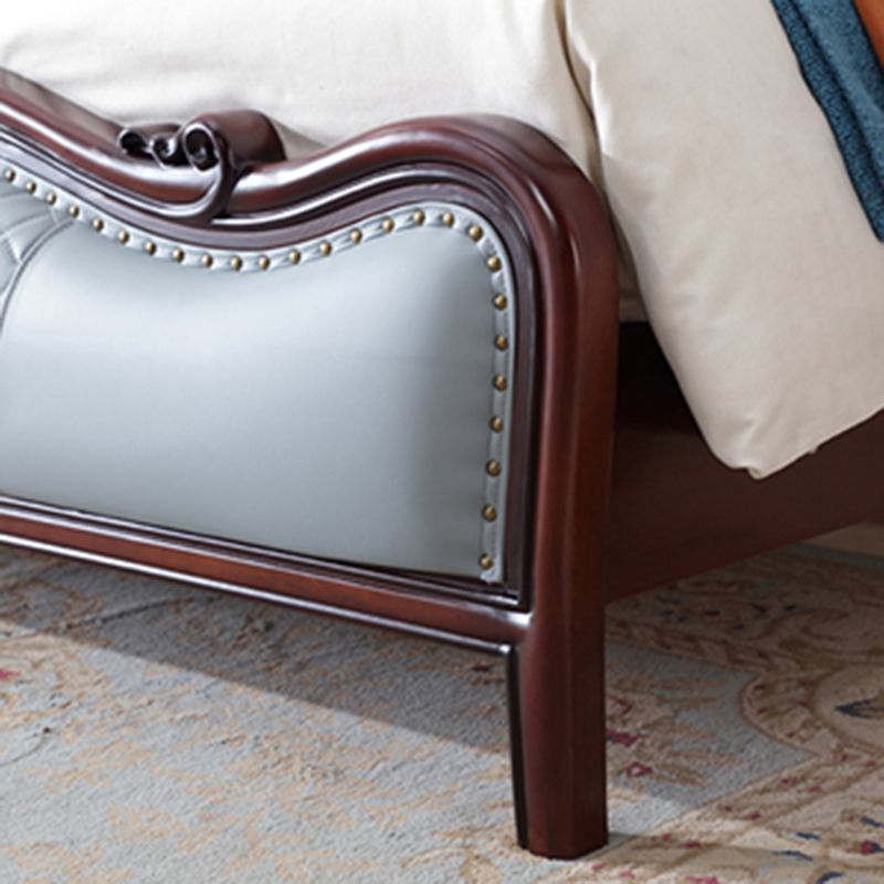 Victorian Tufted Upholstered Bed Frame Solid Wood Mattress Included King Bed in Brown