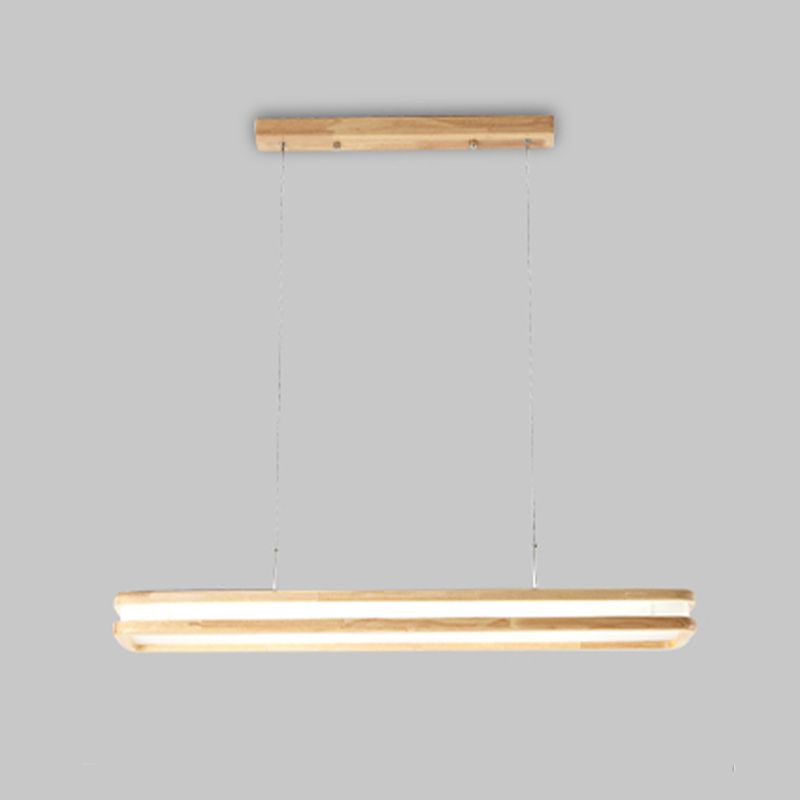 Modern Wood Pendant Light Geometric Shape Island Light with Acrylic Shade for Living Room