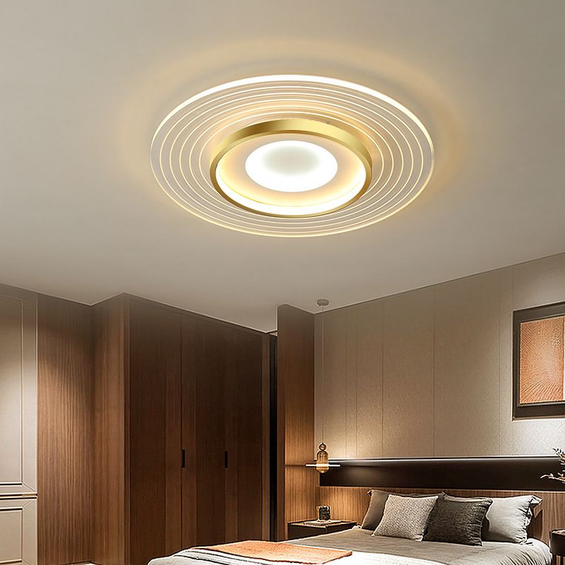 2 Lights Geometric Flush Light Modern Metal Flush Mount Lights for Bedroom
