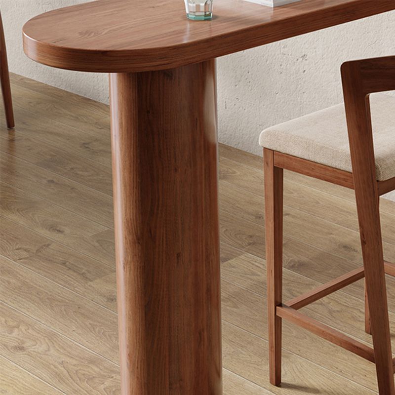 Contemporary Style Bar Table Solid Wood Bistro Bar Desk with Storage Shelf