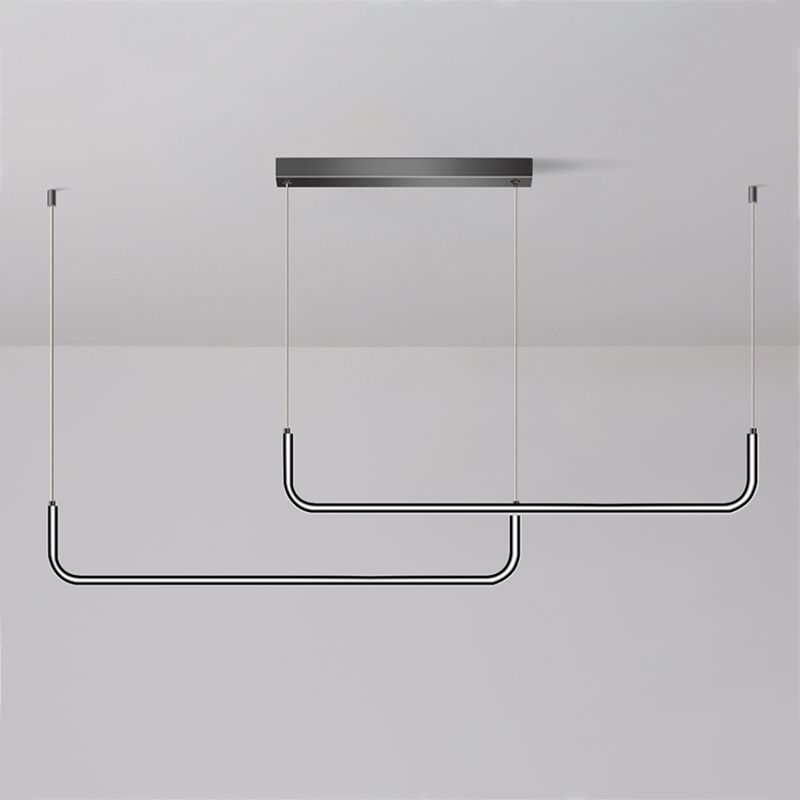 Idées d'éclairage d'île linéaire de forme moderne pendentifs îles métalliques en noir