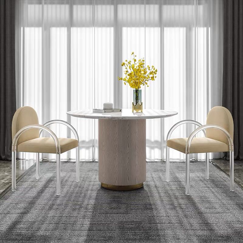 Basic Four Leg Tight Back Solid Color Accent Chair Set for Living Room