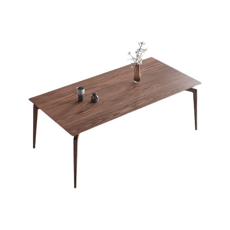Rectangle 4 Legs Mid-Century Dining Table Wood Color Fixed Table of Ash Wood