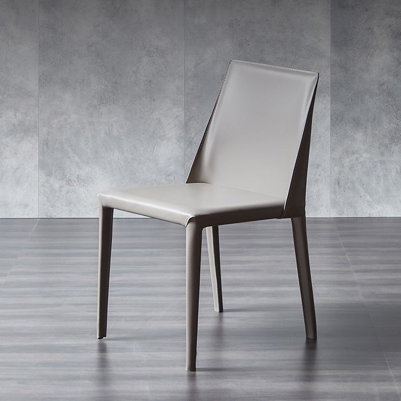 Armless Kitchen Dining Chairs Faux Leather Chairs with Metal Base