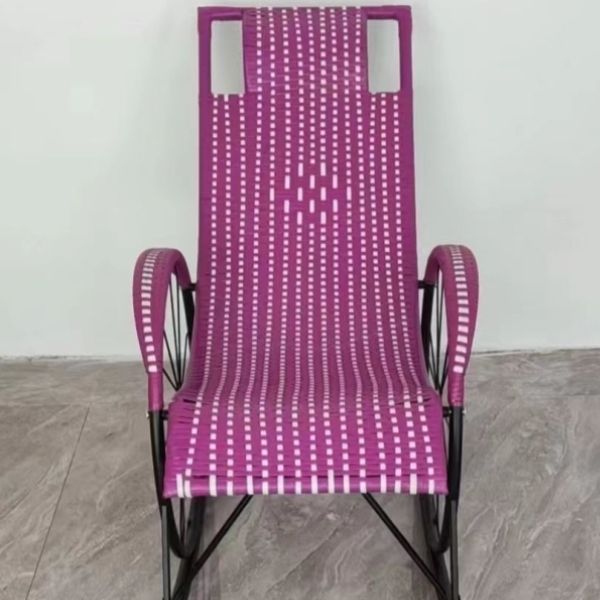 Contemporary Spindle Rattan Rocking Chair Wheel Handrail Design Metal Frame Rocker Chair