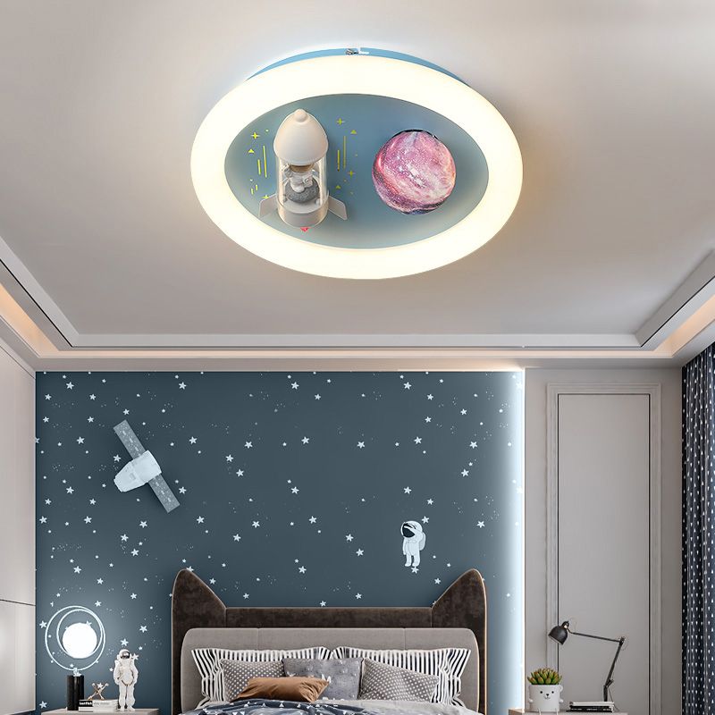 Cartoon métallique rond encastré LED lampe unique Chambre d'enfants encastré luminaire