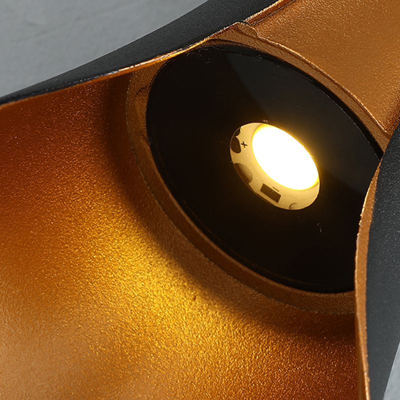 Modern Style Aluminum Wall Light Geometric 2 Lights LED Wall Washer in Black for Outdoors