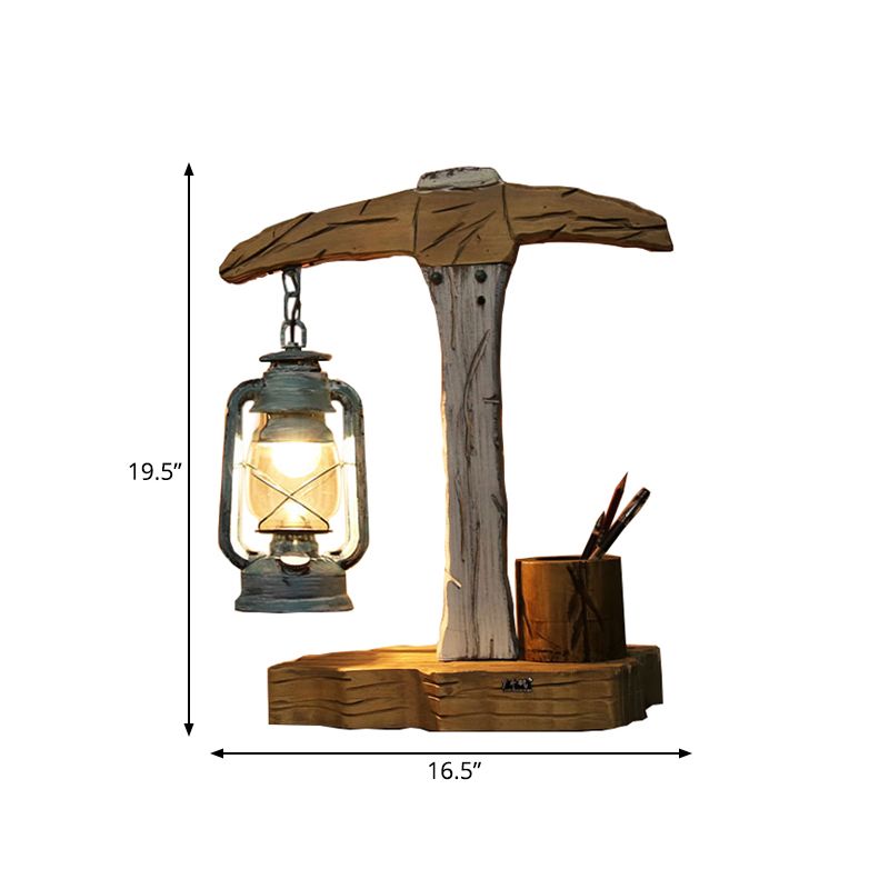 1 table de tête de la tête en forme de hache légère côtière beige en bois de nuit avec un récipient à stylo