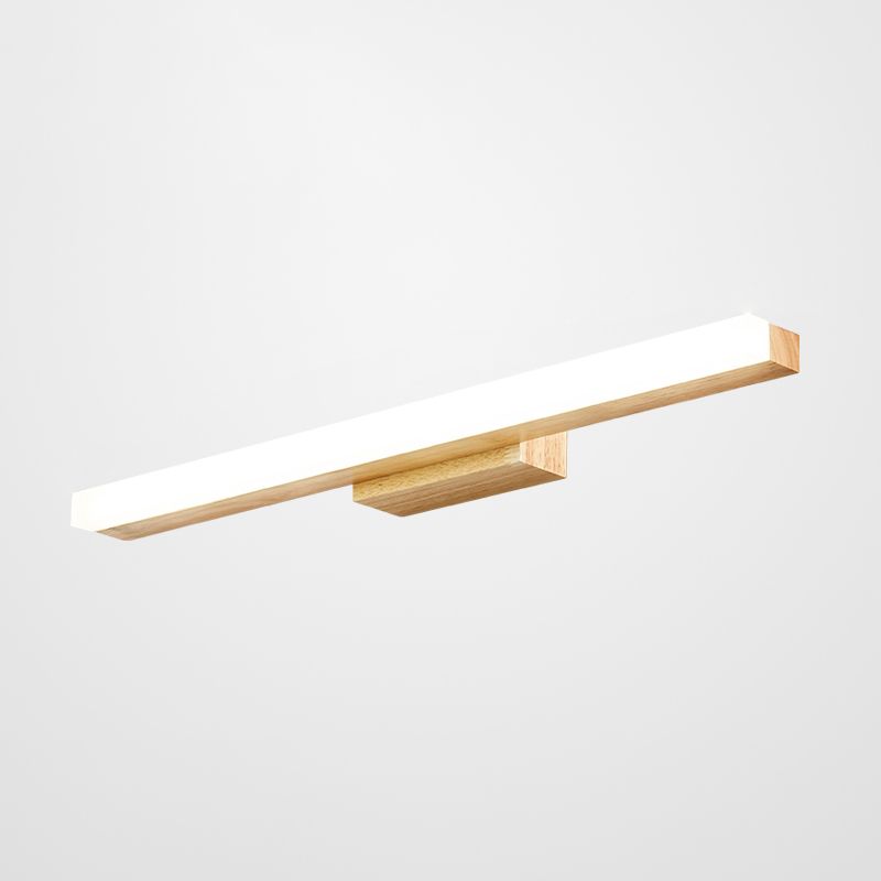 Linear Shade Wood Wall Sconce Modern Style 1 Light Mirror Wall Mount Lighting in Brown