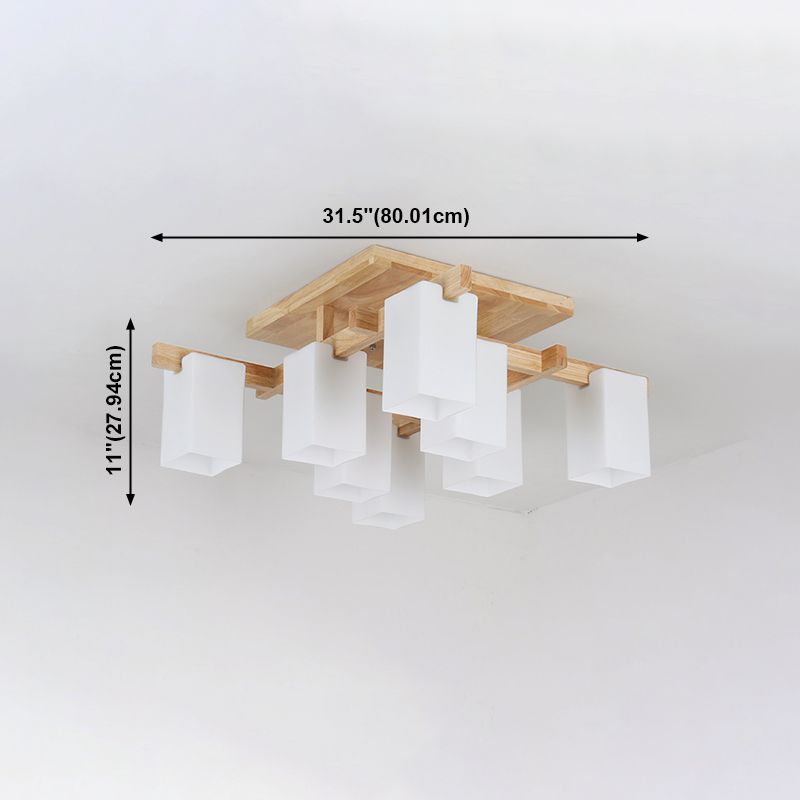 Houten geometrische plafondarmatuur in moderne, beknopte stijl, glazen inbouwmontage voor binnen