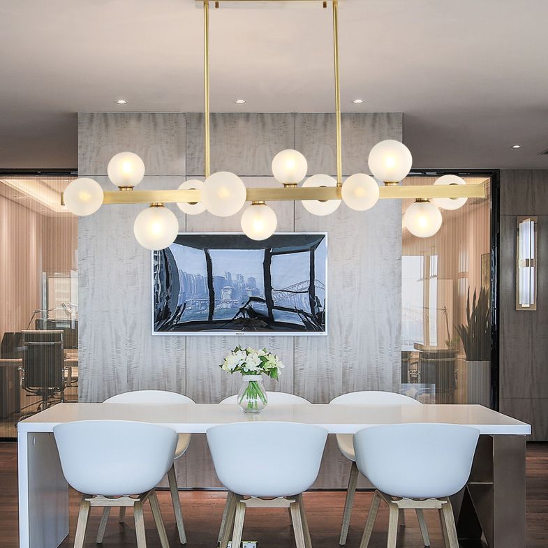 Light de plafond sphérique d'île sphérique d'île Gold linéaire moderne pour table